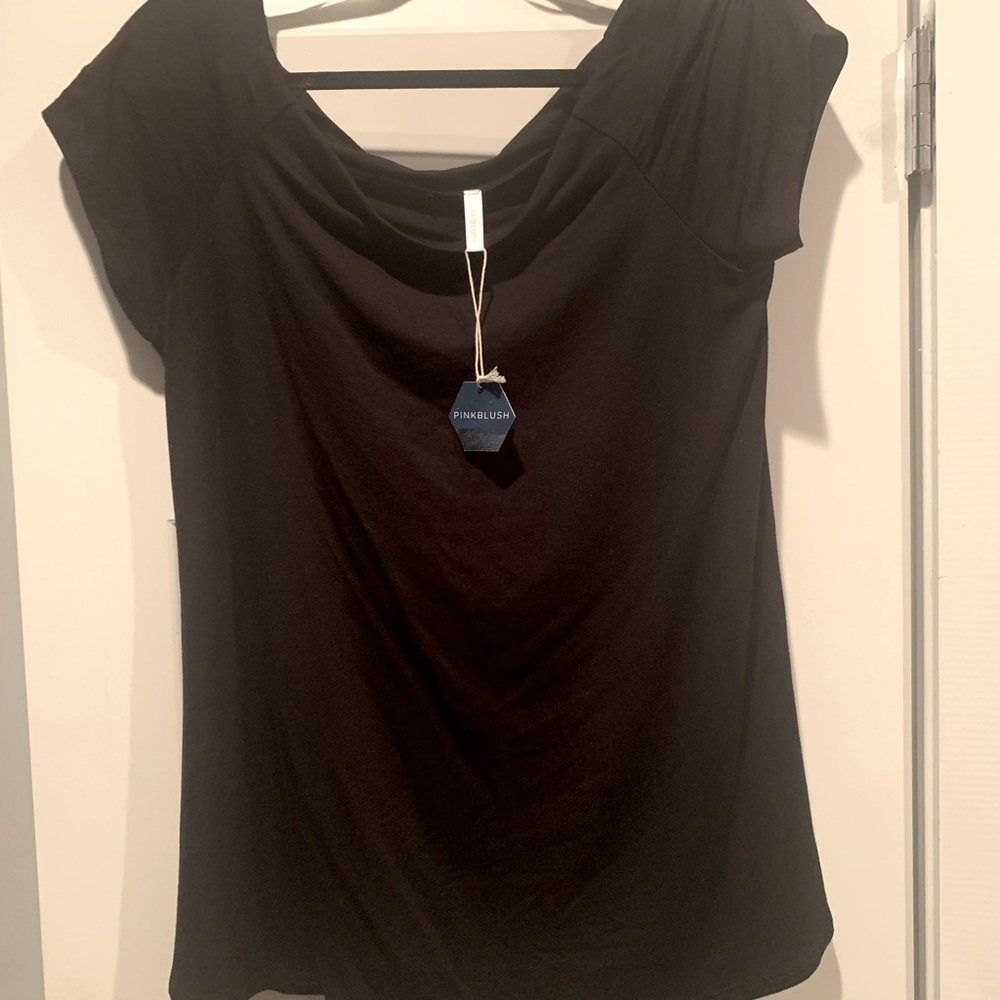 Black Off Shoulder Short Sleeve Maternity Top